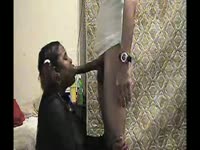 Ebony MILF with a craving for dick gets wild while treating this hunk with monster cock to a BJ